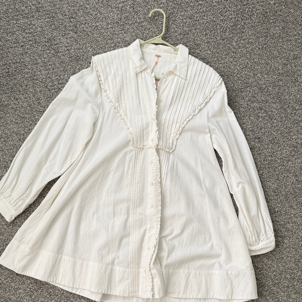 Free People Off White Button Down Dress. XS, NWT baby doll styling. - Picture 2 of 12